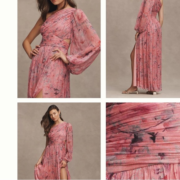 Anthropologie Pink One-Shoulder Gown for Wedding Guests - Picture 4 of 4